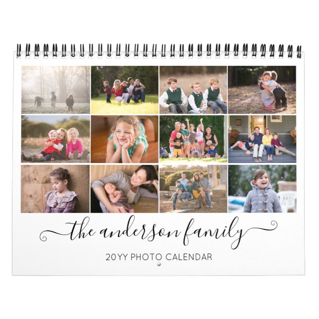 2019 Modern Rustic Chic Black Family Script Photo Calendar (Cover)