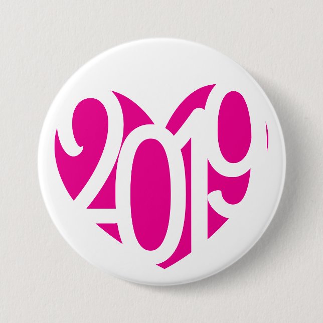 2019 new year love 2019 button/badge button (Front)
