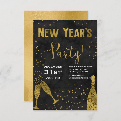 2019 New Years Eve Party Champagne Glasses Invitation