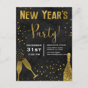2019 New Year's Eve Party Champagne Glasses Postcard