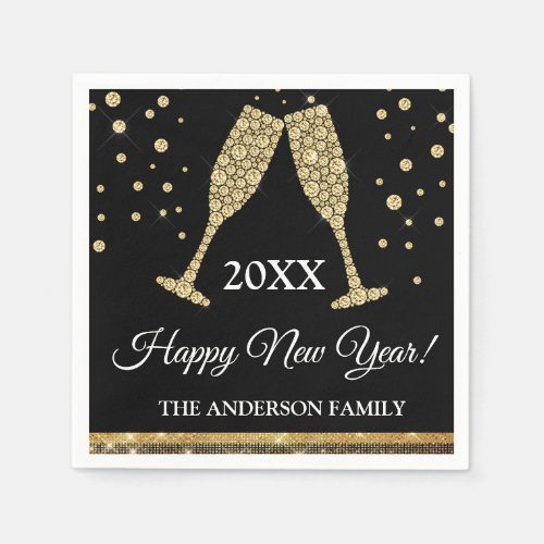 2019 New Years Eve Party Faux Gold Foil Napkins