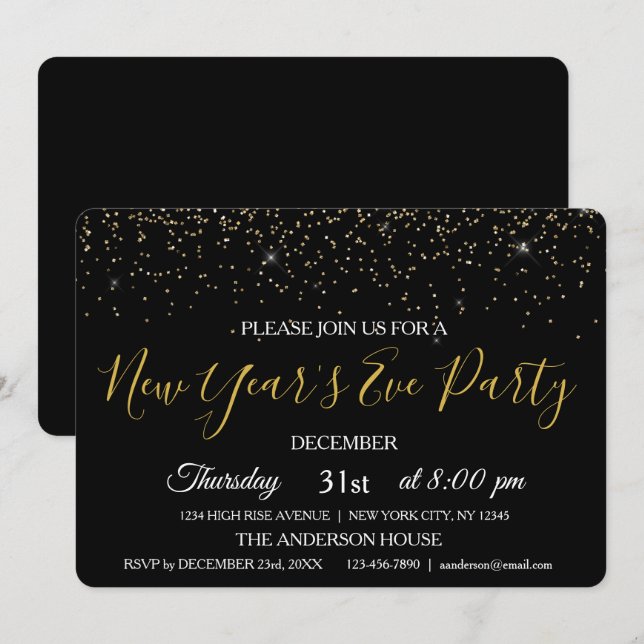 2019 New Year's Eve Party Glitter Sparkle Invite (Front/Back)
