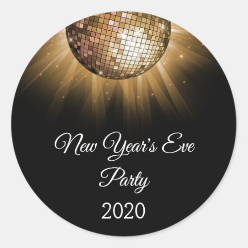 2019 New Years Eve Party Gold Disco Ball Classic Round Sticker