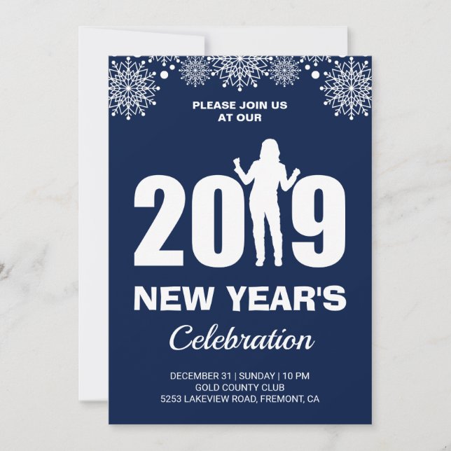 2019 New Year's Eve Party Invitation (Front)