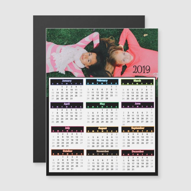 2019 Personalized Photo Mini Calendar Magnetic Invitation (Front/Back)