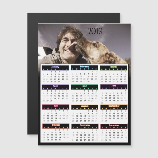 2019 Personalized Photo Mini Calendar Magnetic Invitation (Front/Back)