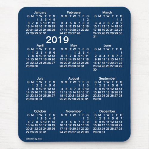 2019 Police Box Blue Large Print Calendar by Janz Mouse Pad