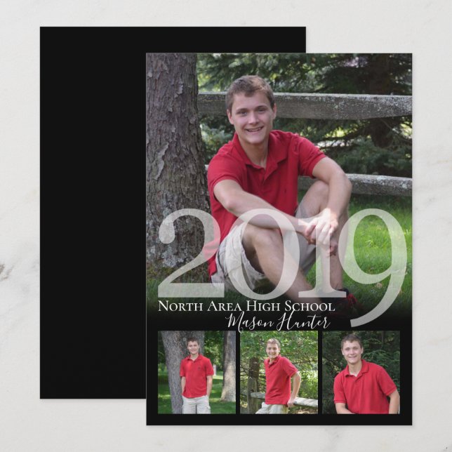 2019 Senior Memories Quad Photo Graduation Invitation (Front/Back)