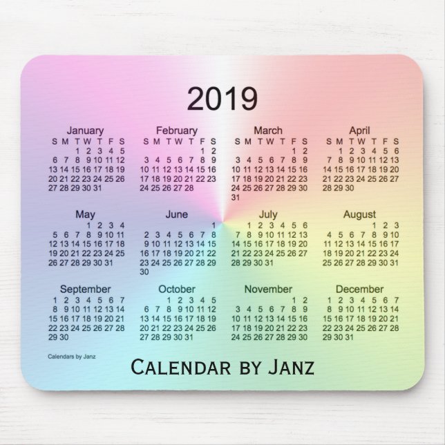 2019 Shimmer Calendar by Janz Mouse Pad (Front)