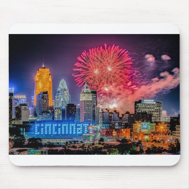 2019 WEBN Fireworks Cincinnati Skyline Photograph Mouse Pad (Front)