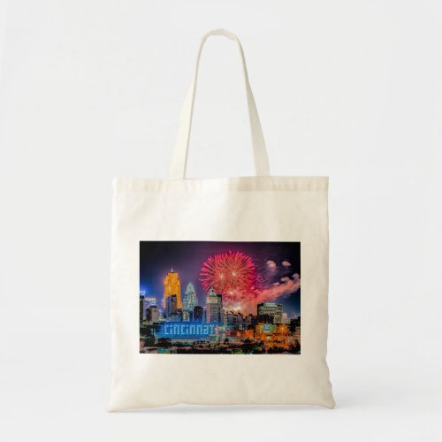 2019 WEBN Fireworks Cincinnati Skyline Photograph Tote Bag