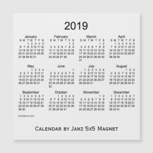 2019 White Smoke Calendar by Janz 5x5 Magnet