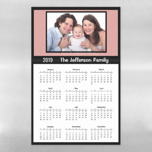 2019 Year Monthly Calendar Photo Magnetic Dry Erase Sheet