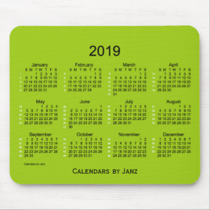 2019 Yellowgreen 52 Week Calendar by Janz Mouse Pad