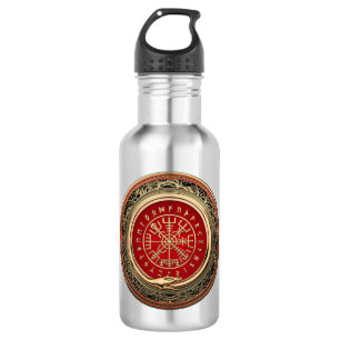 [201] Vegvisir - Viking Gold Magic Runic Compass Stainless Steel Water Bottle
