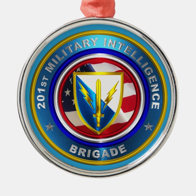 201st Expeditionary Military Intelligence Brigade Metal Ornament (Front)
