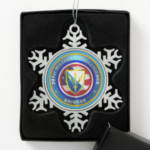 201st Expeditionary Military Intelligence Brigade Snowflake Pewter Christmas Ornament