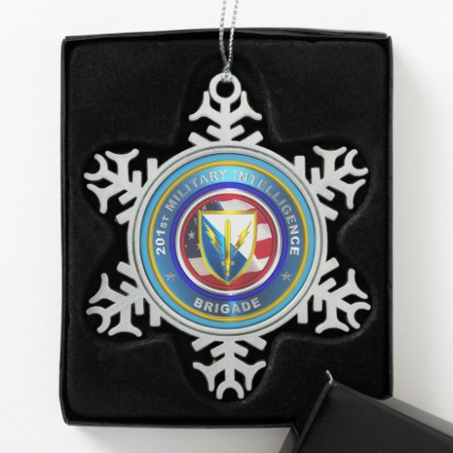 201st Expeditionary Military Intelligence Brigade  Snowflake Pewter Christmas Ornament