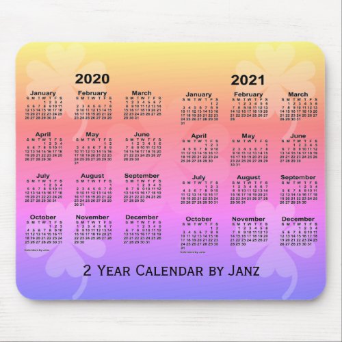 2020_2021 Rainbow Clovers 2 Year Calendar by Janz Mouse Pad