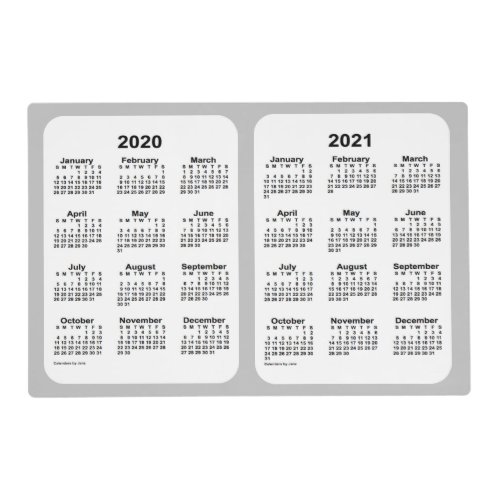2020_2021 Silver 2 Year Calendar by Janz Placemat
