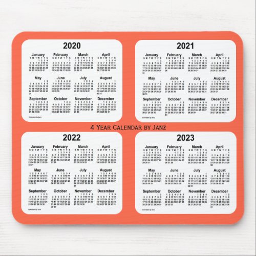 2020_2023 Tomato Red 4 Year Calendar by Janz Mouse Pad