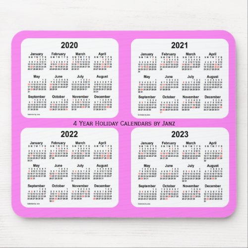 2020_2023 Violet 4 Year Holiday Calendar by Janz Mouse Pad
