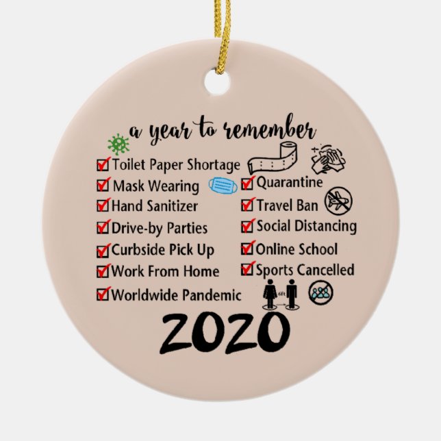 2020 A Year To Remember Christmas keepsake Ceramic Ornament (Front)