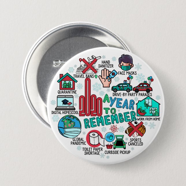 2020 A Year To Remember Round Highlights Pinback Button (Front & Back)