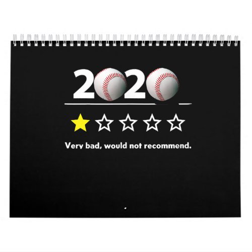 2020 Baseball VERY BAD WOULD NOT RECOMMEND Calendar