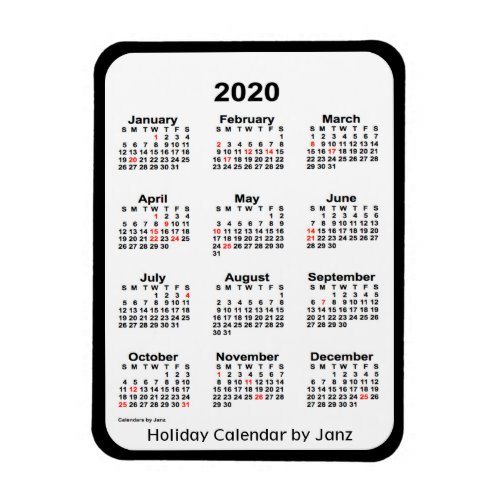 2020 Black Holiday Calendar by Janz Magnet