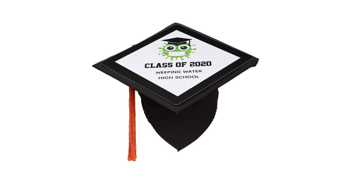 2020 Black White Custom Graduation Cap Topper