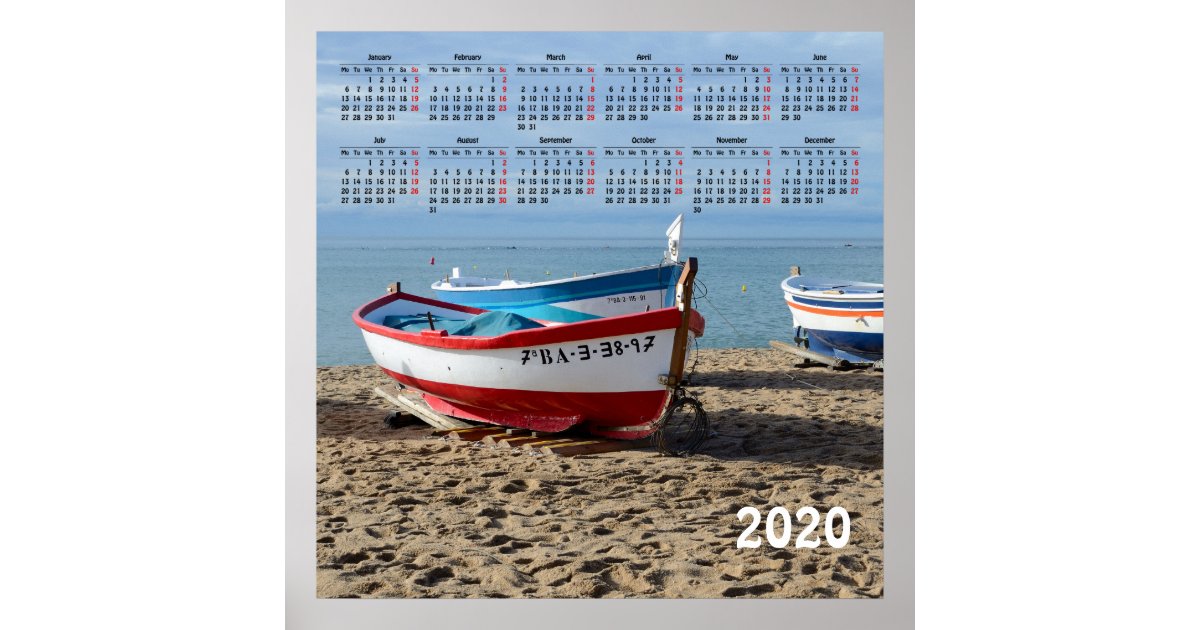 2020 boats calendar poster | Zazzle