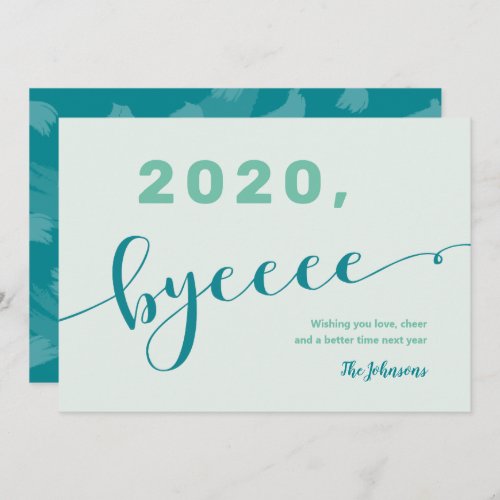 2020 byeee Mint  Blue Non_Photo Funny Holiday Card