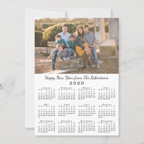 2020 Calendar 2 Custom Photos Happy New Year Holiday Card