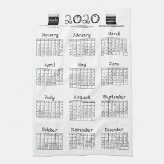 2020 calendar bolts fabric black white kitchen kitchen towel
