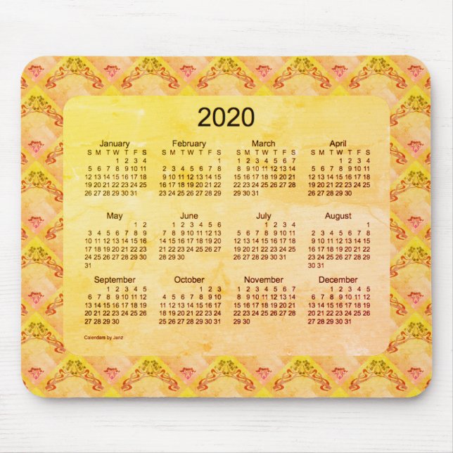 2020 Calendar by Janz Art Nouveau Foil Mouse Pad (Front)