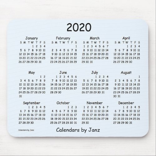 2020 Calendar by Janz Comic Sans Alice Blue Mouse Pad