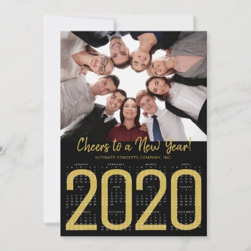 2020 Calendar Corporate Photo CHEERS TO A NEW YEAR Holiday Card