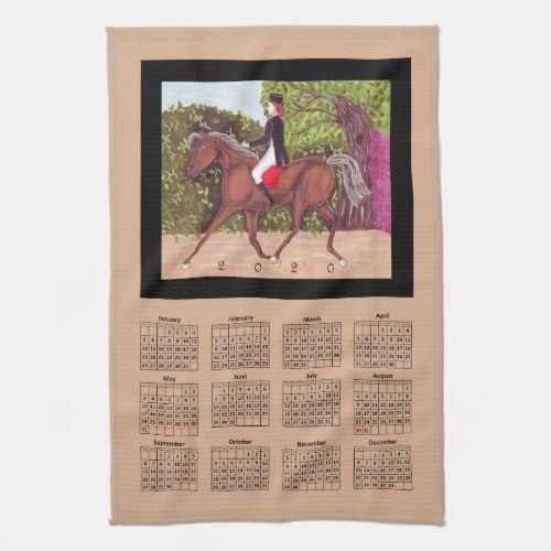 2020 calendar dressage horse art kitchen towel