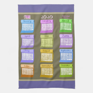 2020 calendar fabric letters numbers color months kitchen towel