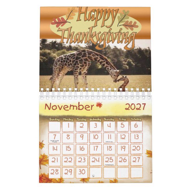 2020 Calendar Giraffe (Nov 2027)