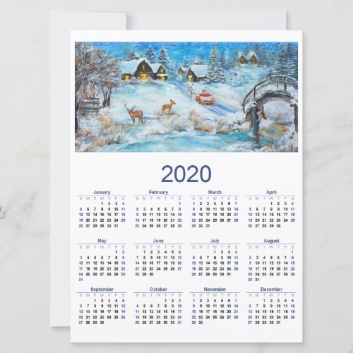 2020 calendar holiday card