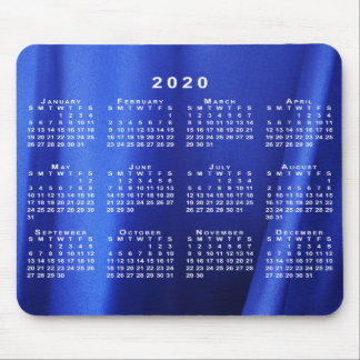 2020 Calendar on Abstract Blue Silk Custom Photo Mouse Pad