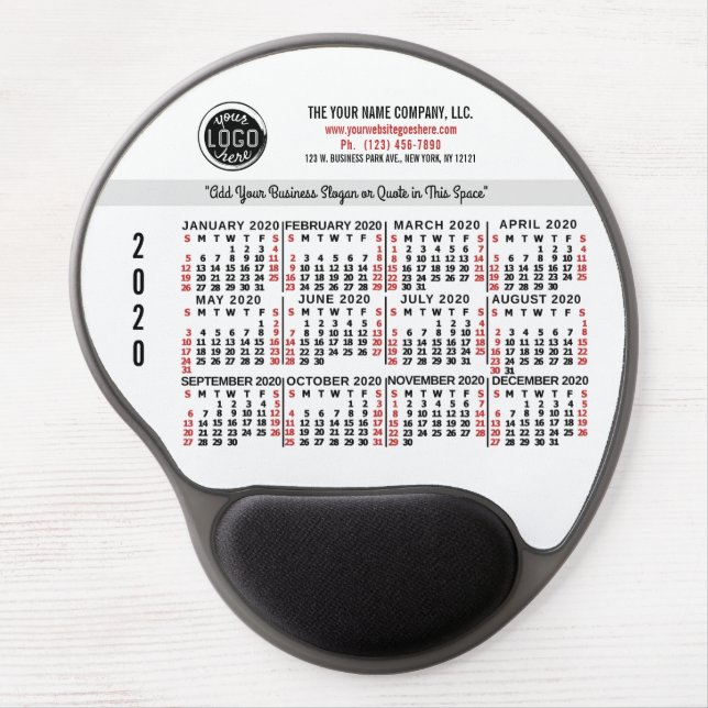 2020 Calendar (See Description for New Version) Gel Mouse Pad (Front)