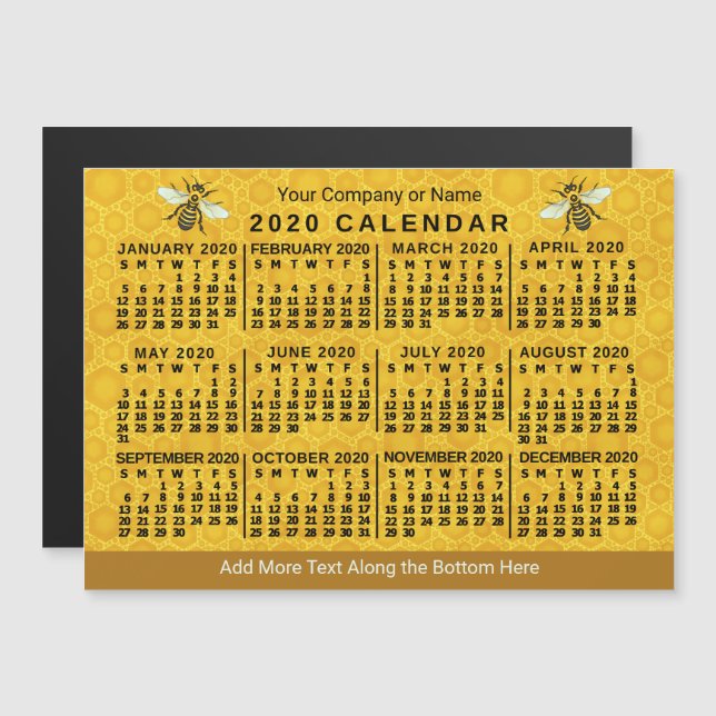 2020 Calendar (See Description for New Version)  Magnetic Invitation (Front/Back)