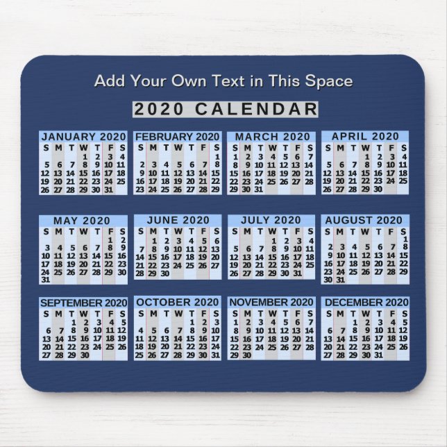 2020 Calendar (See Description for New Version) Mouse Pad (Front)