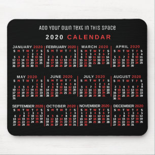 2020 Calendar (See Description for New Version)  Mouse Pad