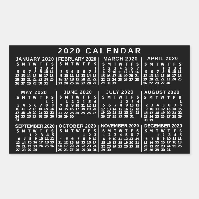 2020 Calendar (See Description for New Version)  Rectangular Sticker (Front)