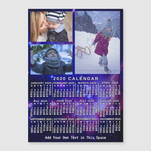 2020 Calendar Space Nebula 3 Custom Photos Magnet