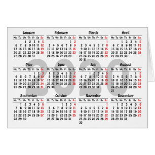 2020 calendar template Card